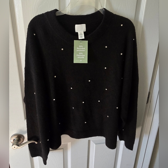 H&M Sweaters - BNWT Black Embellished Crewneck Women's Sweater